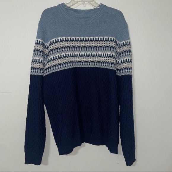 Fat Face Other - Fat Face Sweater Men Size XXL Wool Blend Stripes Blue Gray Ski‎ Grandpa 2xl